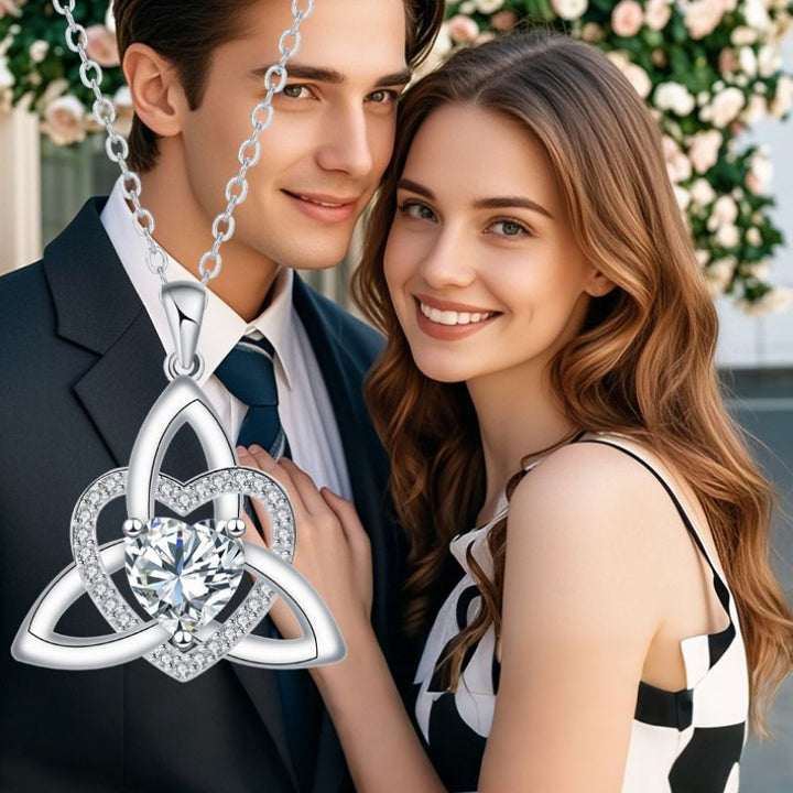 Celtic Trinity Knot Heart Birthstone Necklace, Hypoallergenic Women Sentimental Pendant
