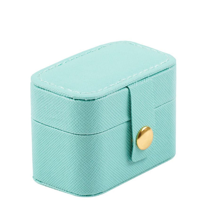 Portable Mini Snap‑Button PU Leather Ring Jewelry Storage Box for Travel Use &amp; Gifting for Jewelry Lovers