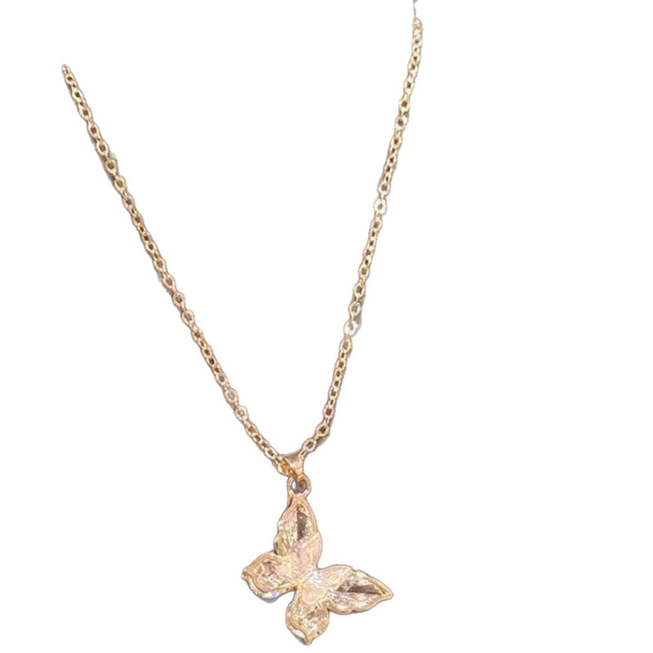 Dainty Iridescent Diamond Butterfly Pendant Necklace, Minimalist Delicate Wing Collarbone Jewelry For Women