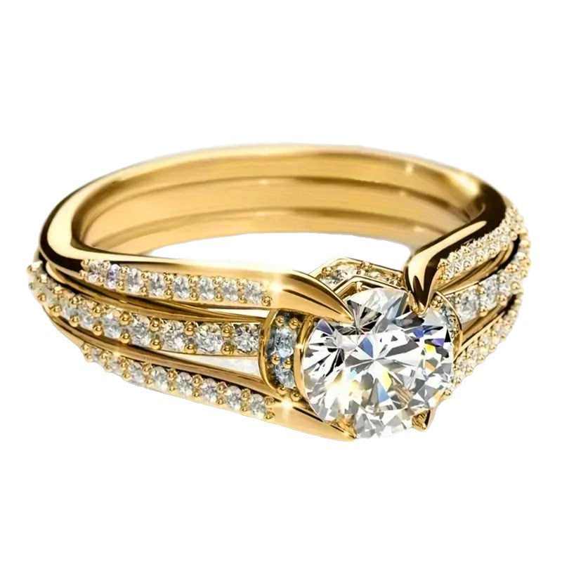 Vintage Court-Style Arched Ring, Twisted Multi-band Round Diamond Stackable Ring for Women