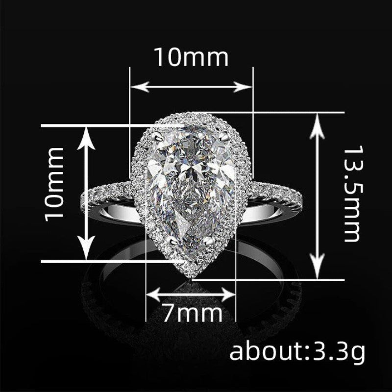Creative Sparkling Pear-Cut Diamond Ring, Perfect for Women Gifting and Daily Wear