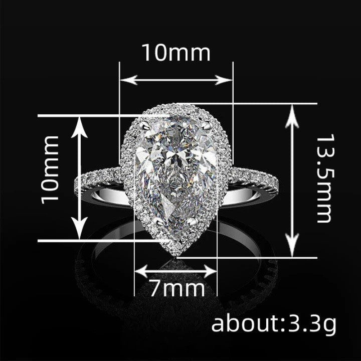 Creative Sparkling Pear-Cut Diamond Ring, Perfect for Women Gifting and Daily Wear