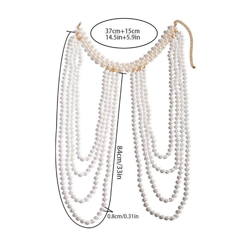 Sexy Multi-Layer Body Chain for Women, Fashion Show Pearl Shoulder Chain, Clothing Chain