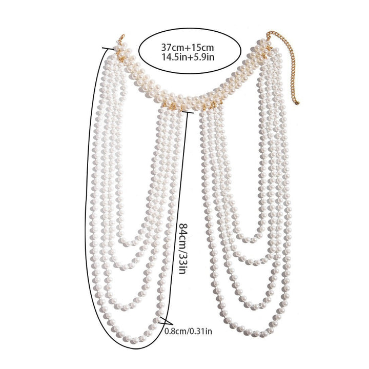 Sexy Multi-Layer Body Chain for Women, Fashion Show Pearl Shoulder Chain, Clothing Chain