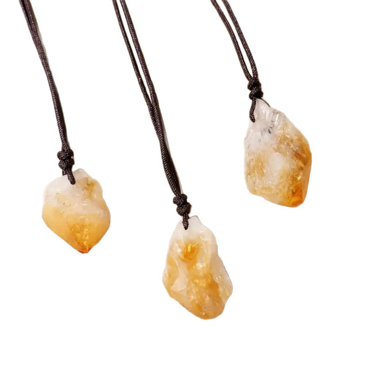 Raw Natural Crystal Point Pendant Necklace, Adjustable Braided Cord Choker For Men Women