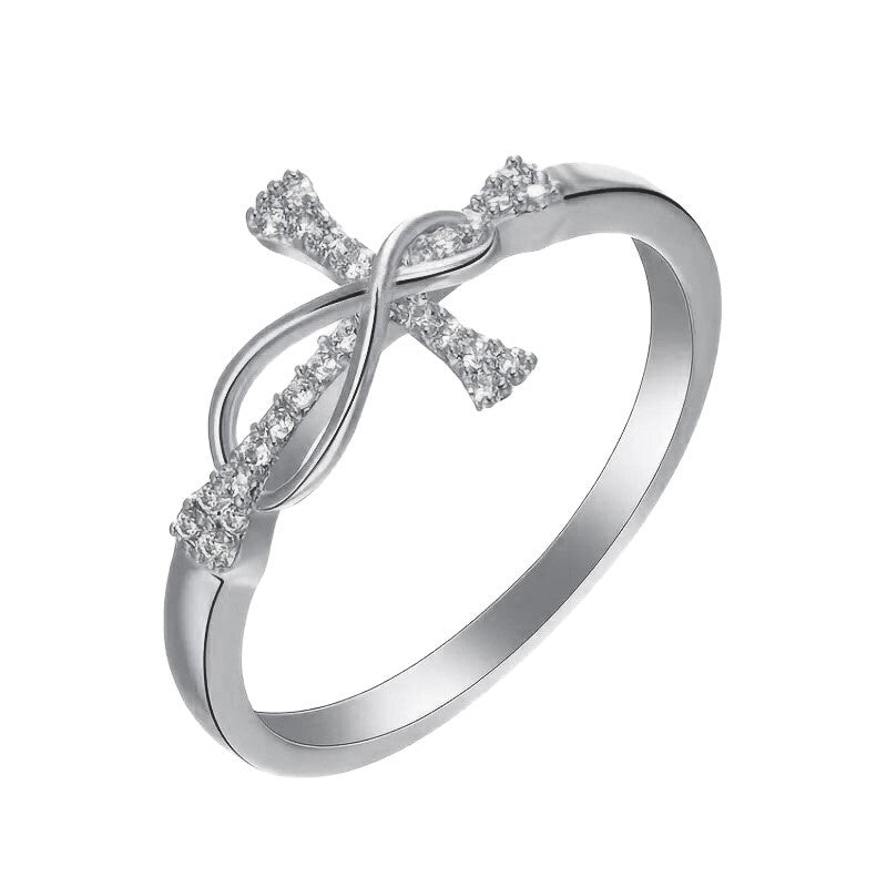 Cross & Infinity Diamond Ring, Two‑Tone Option Women’s Fashion Ring