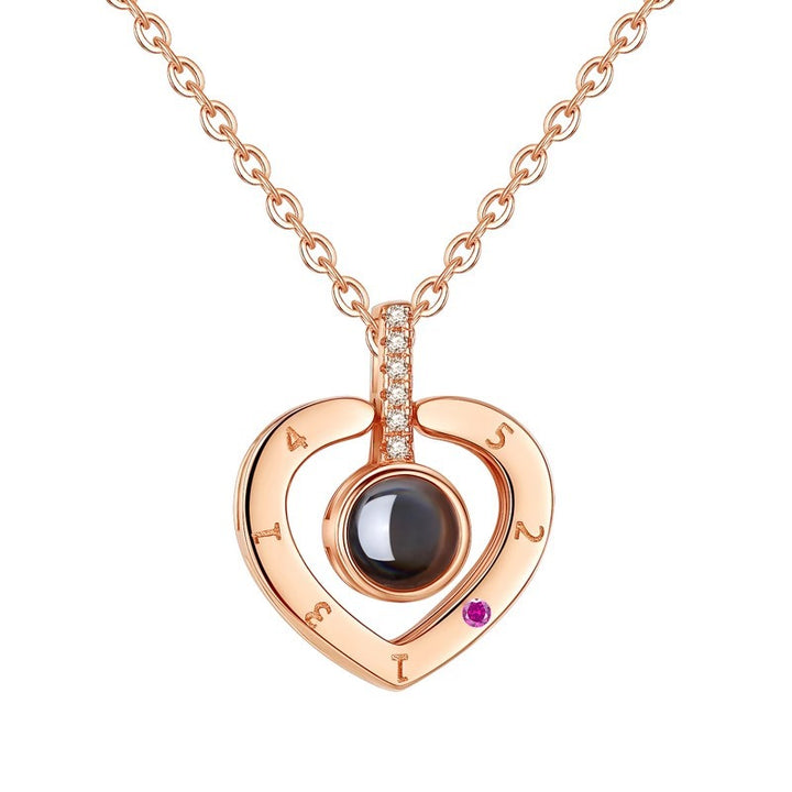 Heart Projection Pendant Necklace, 100 Languages I Love You Charm, Romantic Gift for Lover &amp; Women