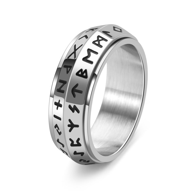 Rune Spinner Rotatable Ring, Stress-Relief Design, Distinctive Ring For Men