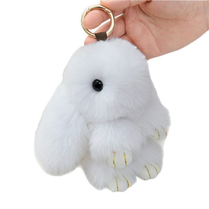 Cute Fluffy Bunny Keychain Charm, Soft Plush Rabbit Bag Pendant, Multi-color Accessory