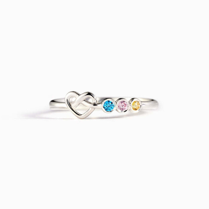 Adjustable Opening Interlocked Infinity Heart Stackable Ring, Dainty Personalized Family Promise Ring For Women