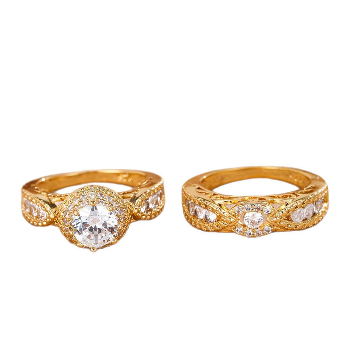 Twisted Split Shank Bridal Ring Duo, Round Solitaire Pave Stackable Engagement & Wedding Band Set