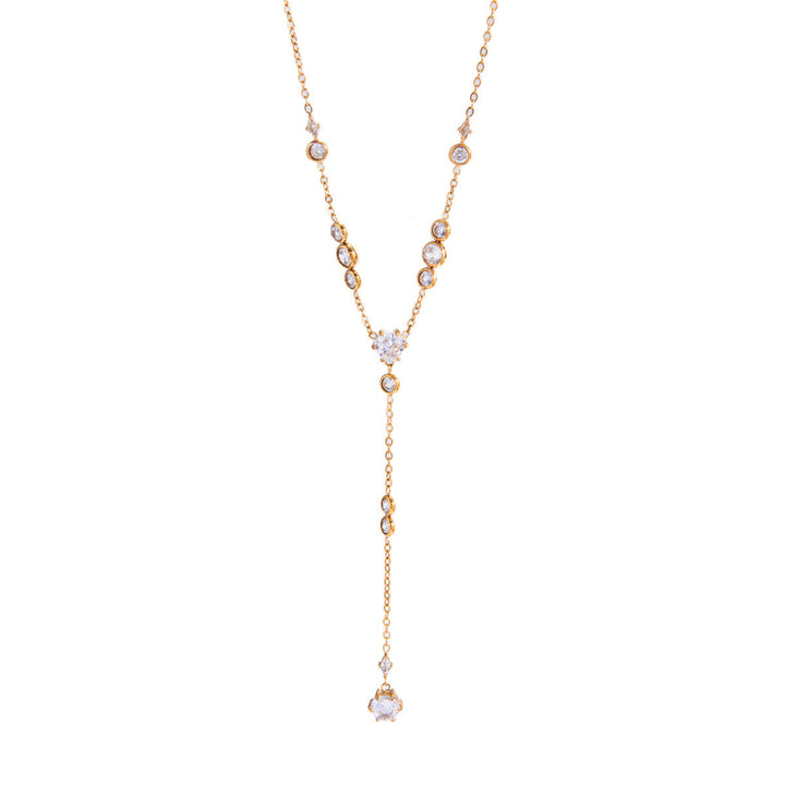 3-Piece 18k Diamond Necklace Set, Y-Chain Necklace Layerable Daily Necklaces