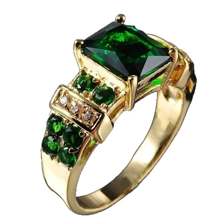Vintage Rectangular Stone Statement Ring, Elegant Wide Band Cocktail Ring for Men Women