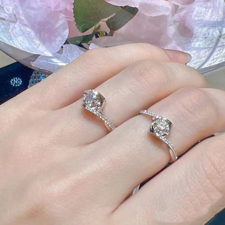 Open Twisted Band Diamond Ring, Elegant Solitaire Promise Engagement Ring