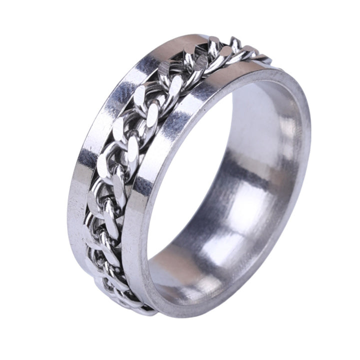 Rotatable Chain Fidget Ring, Cool Spinner Band for Men Daily Wear, Ideal Casual Gift for Him