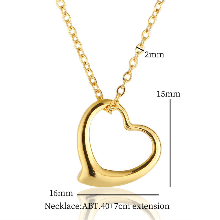 Minimalist Open Heart Pendant Necklace, Dainty Hollow Heart Chain For Women