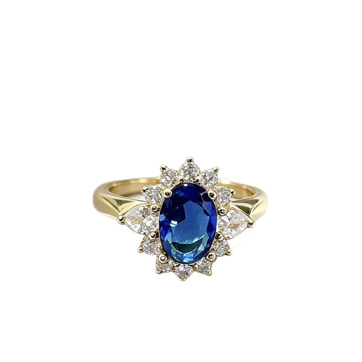 Oval Blue Gemstone Open Adjustable Ring, Ideal for Birthday, Christmas Gift &amp; Daily Wear for Women