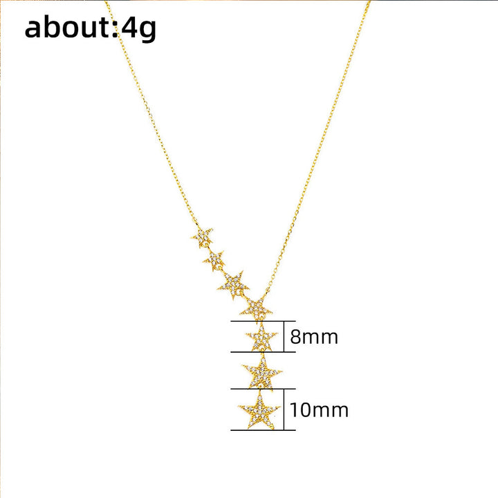 Starry Y Drop Necklace, Cascading Seven Star Pendant Necklace Sparkling Statement Jewelry for Women