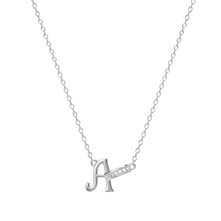 26 Letters Initial Necklace, Diamond Accent Personalized Women Collarbone necklace