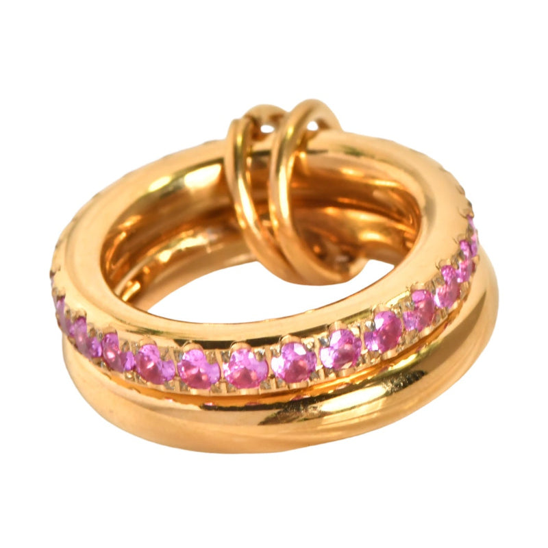 Interlocked Double Band Colorful Gem Ring, Waterproof Stackable Linked Ring For Women & Men