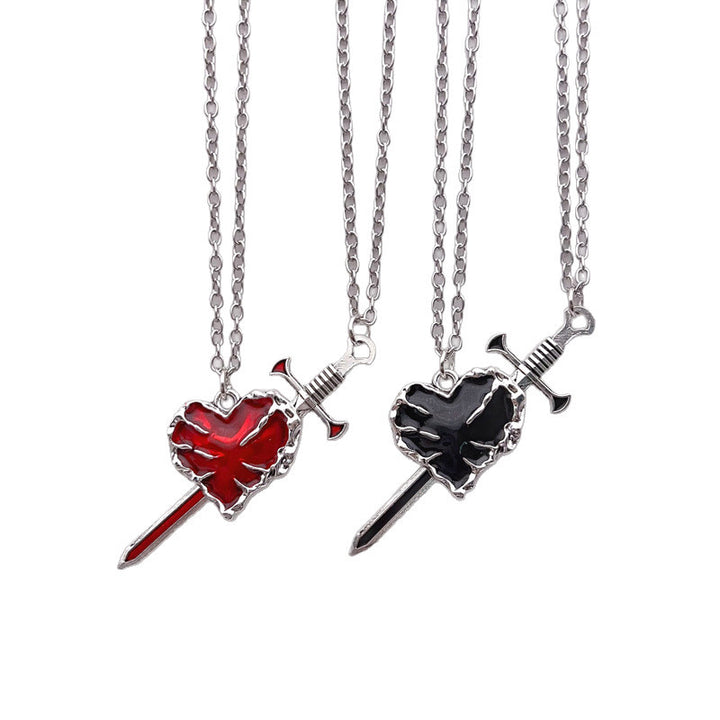 S925 Sword‑Through‑Heart Couple Collarbone Necklaces, Perfect Gift Choice For Couples