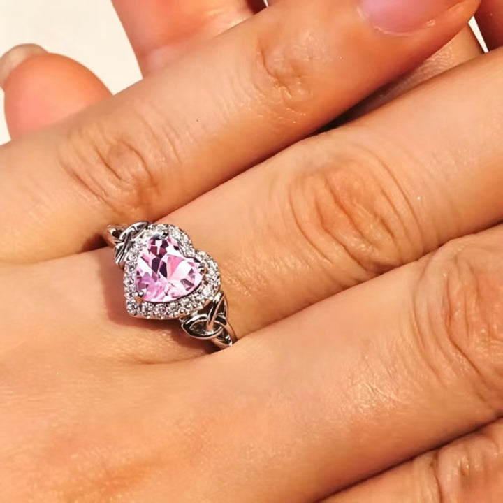 S925 Silver Heart‑Cut Gem Halo Ring, Thoughtful Gift Option For Women
