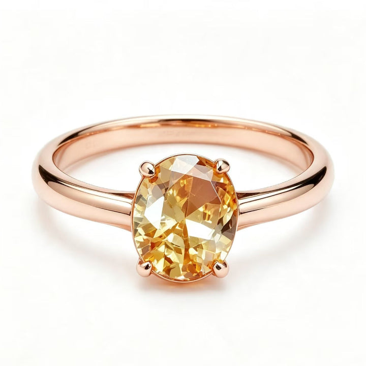 Oval‑Cut Champagne Diamond Promise Ring, Rose Gold Tone Women’s Ring