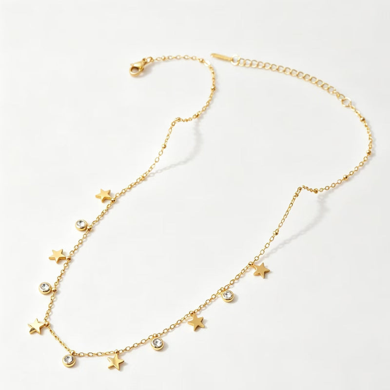 Dainty Dangling Charm Diamond Choker Necklace, Minimalist Women Daily Stack Jewelry