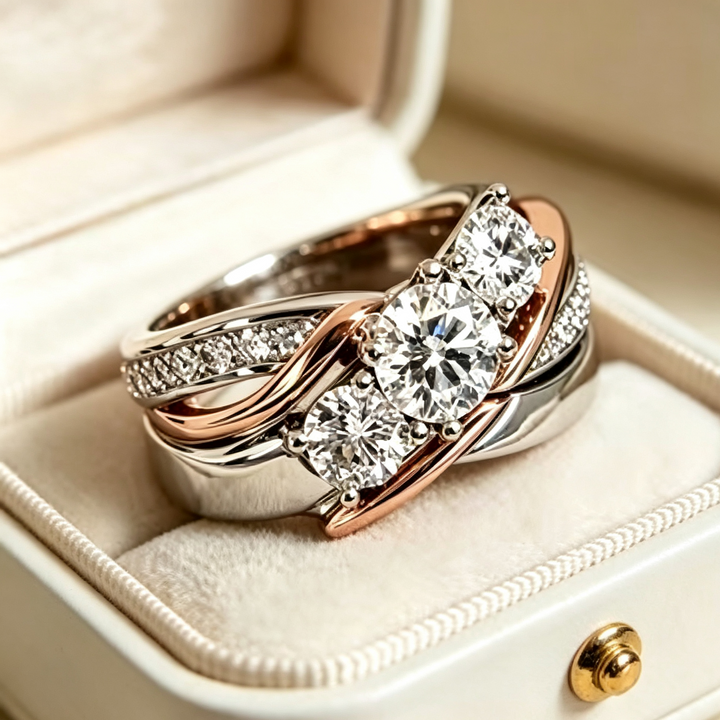 S925 Multi‑Diamond Twisted Band Ring, Versatile, Sophisticated and Chic Style