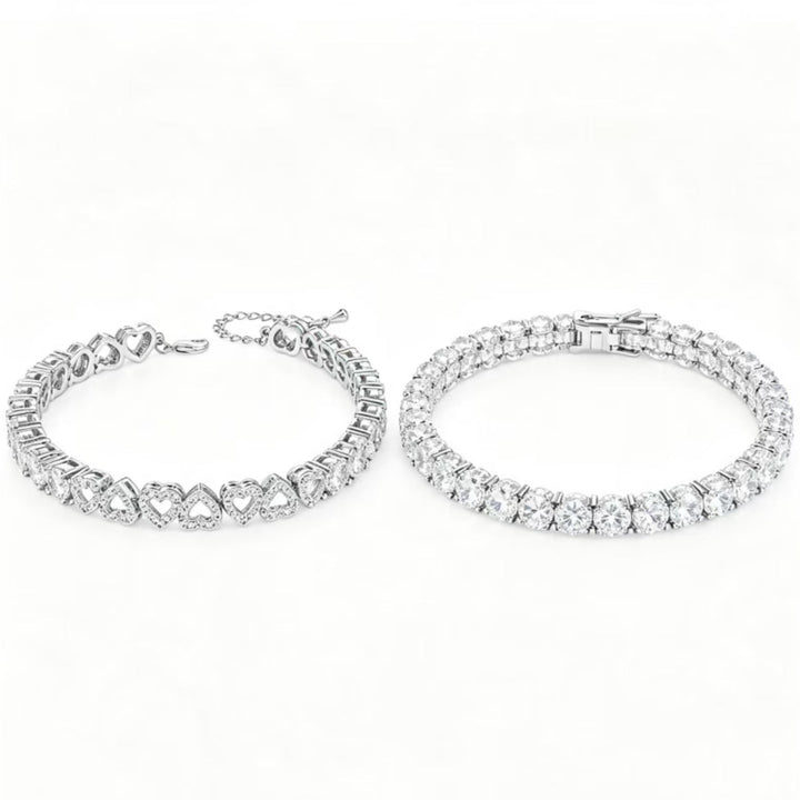 Hollow Heart‑Shaped Diamond Tennis Bracelet(7 inch), 14K Adjustable Link Bracelet for Women