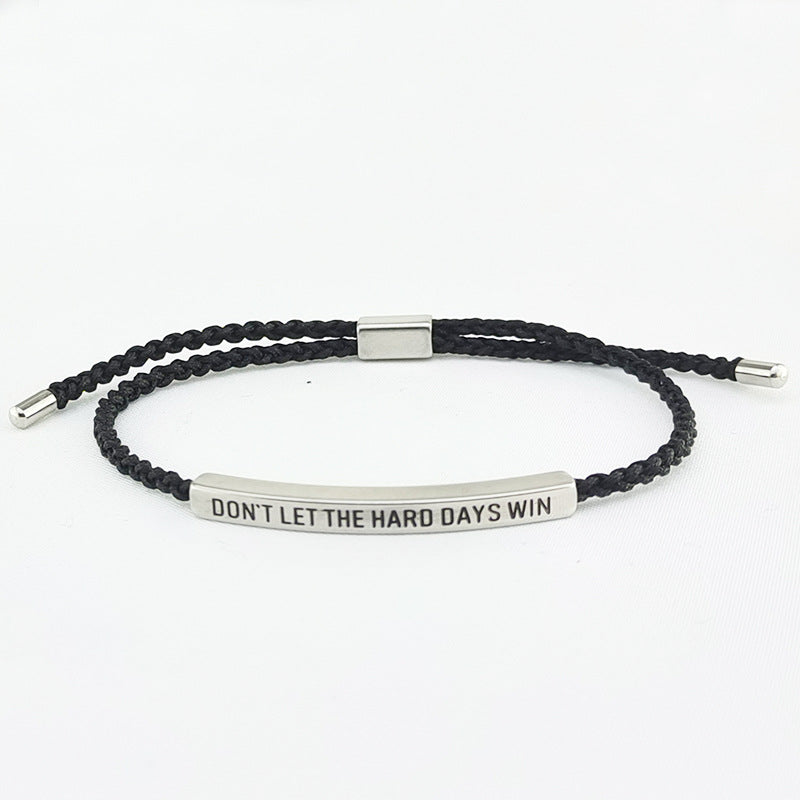 Encouragement Engraved Braided Rope Bracelet, Inspirational Gift For Men &amp; Women
