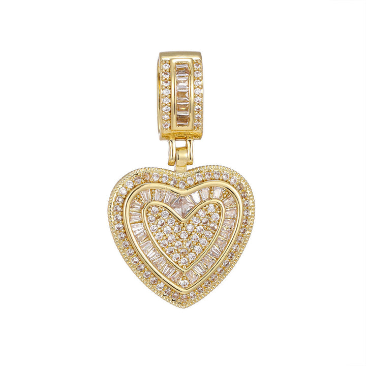 Layered Heart‑Shaped Diamond Pendant Necklace, Rope Chain Two‑Tone Jewelry