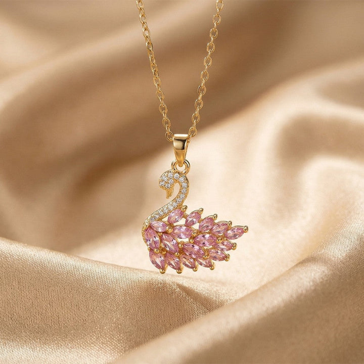 Full Diamond Swan Necklace, Dainty Pendant Cable Chain Necklace
