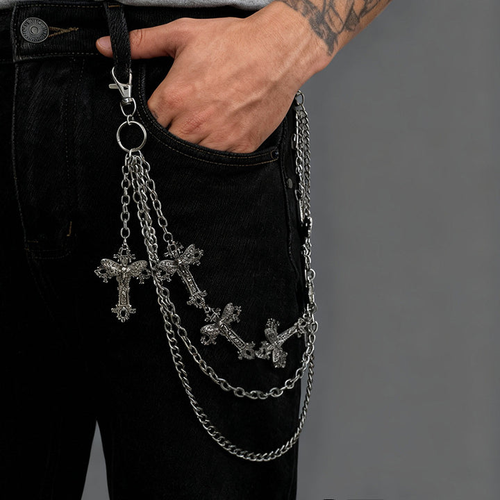 Gothic Multi‑Layer Pant Chain, Stylish Metal Wallet Chain Ornament for Jeans Street‑Wear Outfit