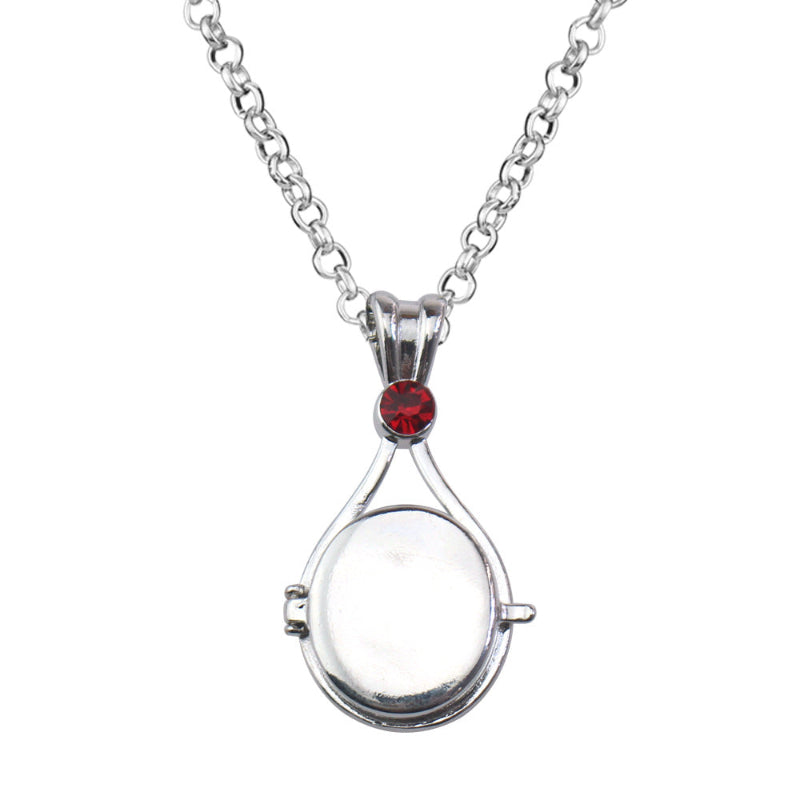 Magnetic flip-top shell necklace with diamond-encrusted mermaid design