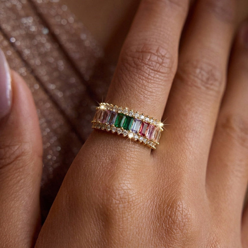Fashion Adjustable Opening Rings, Sparkling Diamond &amp; Colored Gems Pearl Rings for Women