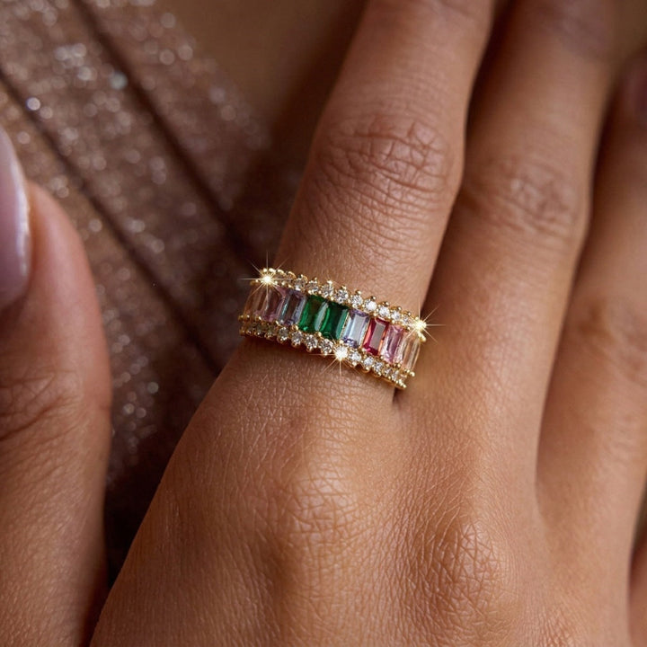 Fashion Adjustable Opening Rings, Sparkling Diamond &amp; Colored Gems Pearl Rings for Women