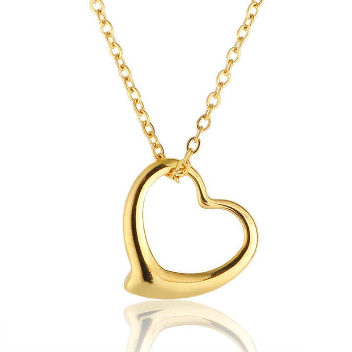 Minimalist Open Heart Pendant Necklace, Dainty Hollow Heart Chain For Women