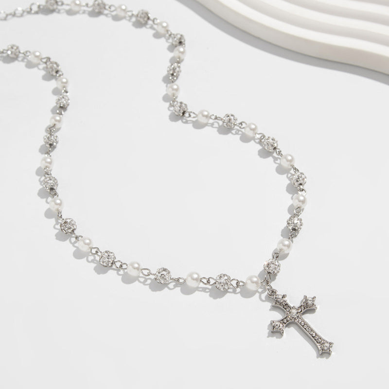 Unisex Cross Necklace, Silver Dainty Religious Faith Couple Collarbone Jewelry For Men & Women