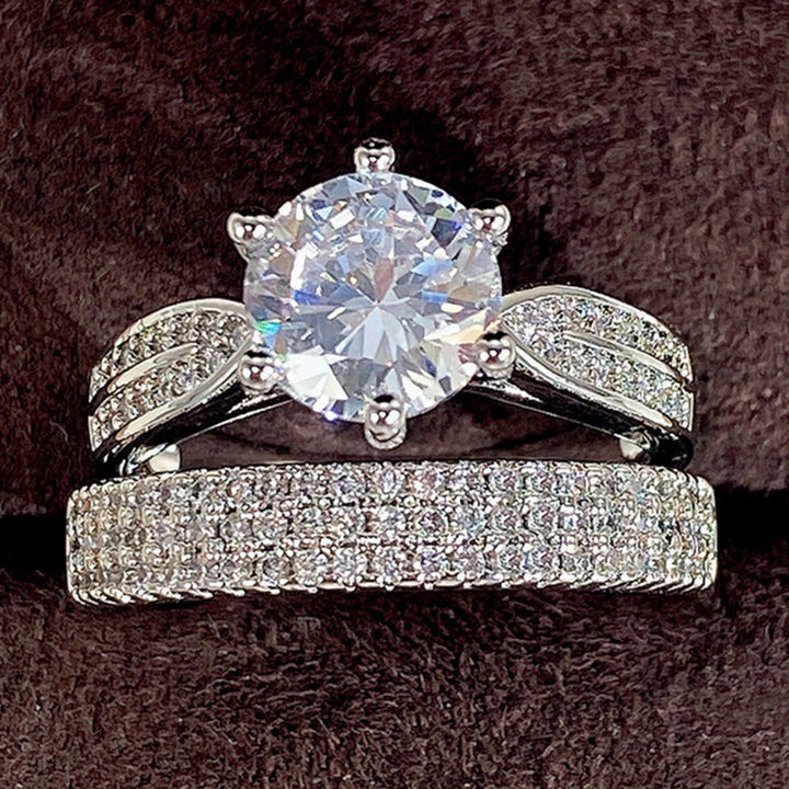 Vintage Matching Rings for Men and Women, Twisted Split‑Shank Engagement &amp; Pave Eternity Ring