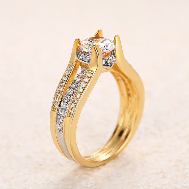 Vintage Court-Style Arched Ring, Twisted Multi-band Round Diamond Stackable Ring for Women