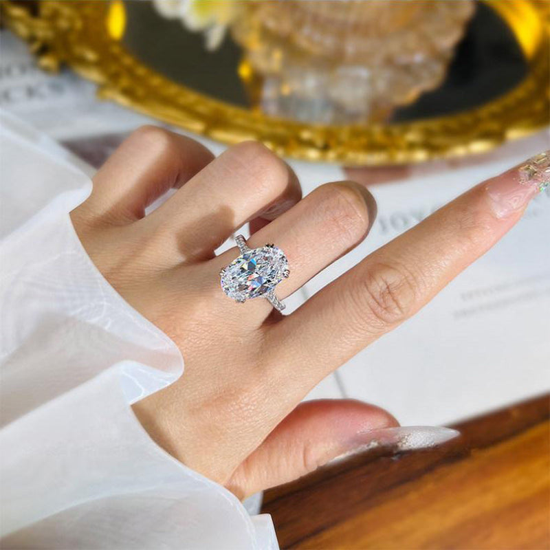 "Ice Flower" Cut Diamond Engagement Open Ring, Luxurious Paved Band Promise Ring for Women