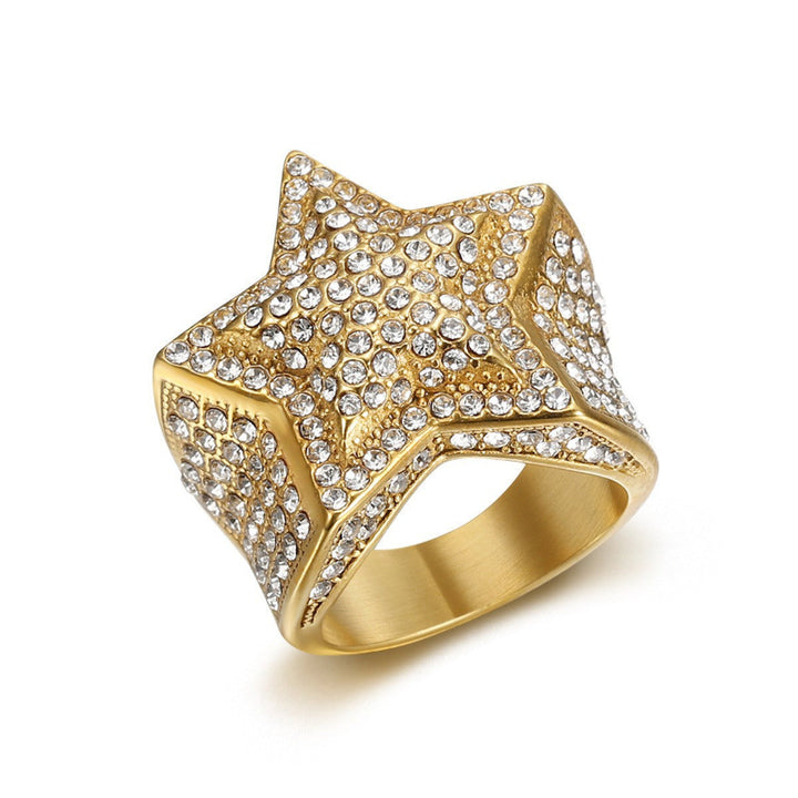 3D Pave Star Bling Statement Ring, Fully Encrusted Diamond Unisex Ring