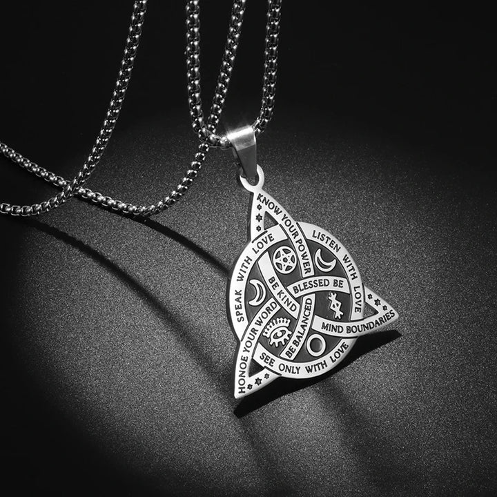 S925 Silver Triquetra Pendant Necklace, Star, Moon, and Fan-Shaped Necklace for Men Women