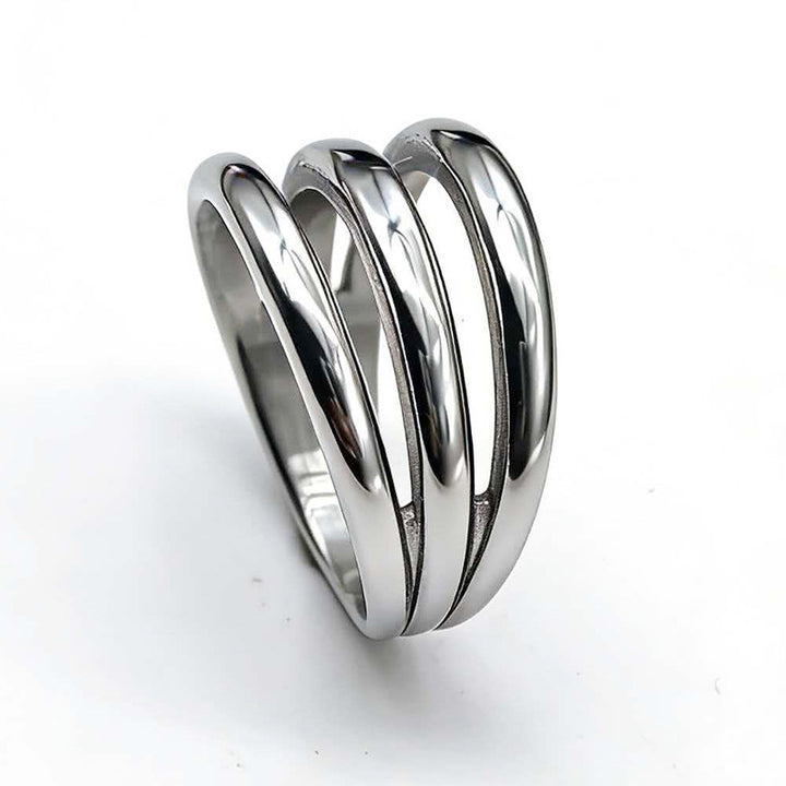 Modern Abstract Multi‑Style Statement Ring Set, Spiral &amp; Triple‑Band Ring