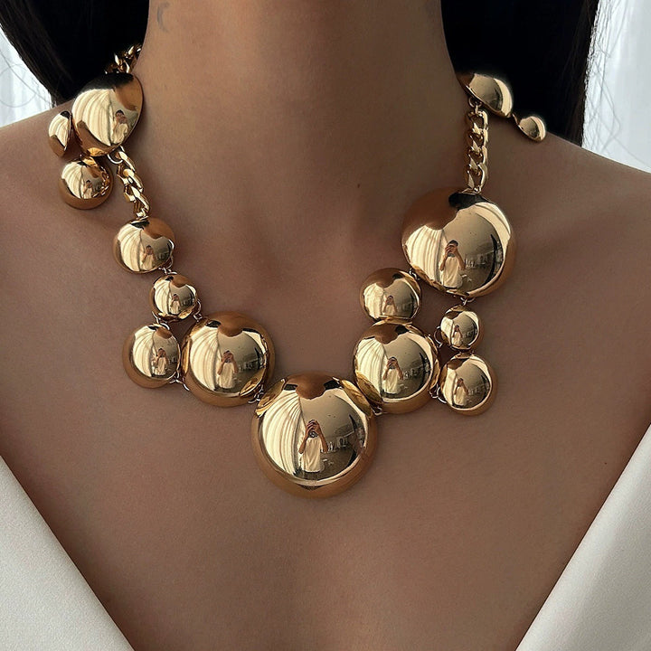 Oversized Dome Jewelry Set, Bold Statement Bib Necklace & Bracelet