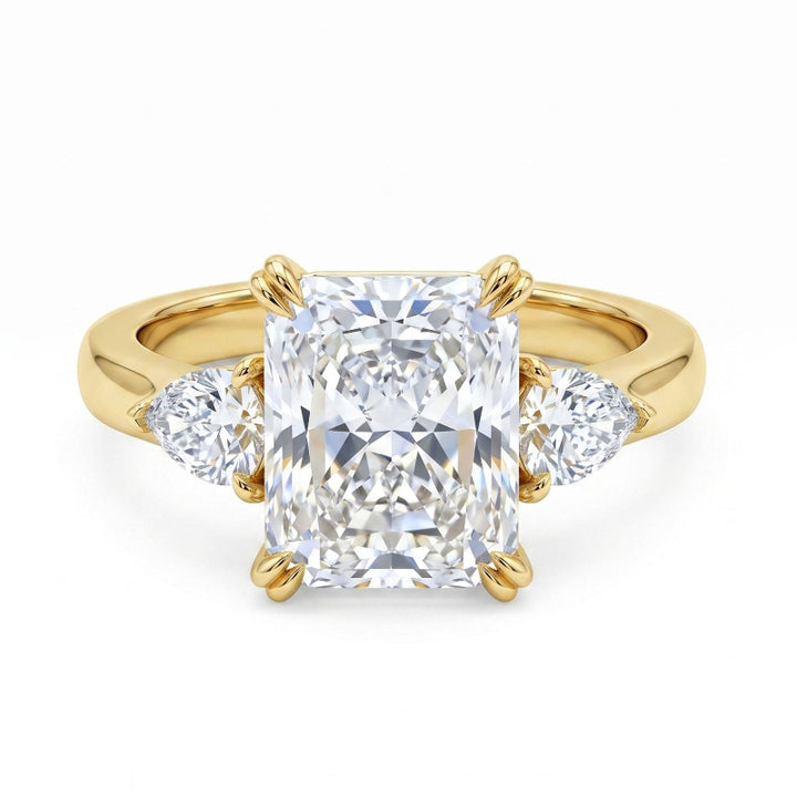 Ice-Pattern Cut Diamond Promise Ring, Radiant‑Cut Three‑Stone Diamond Engagement Ring