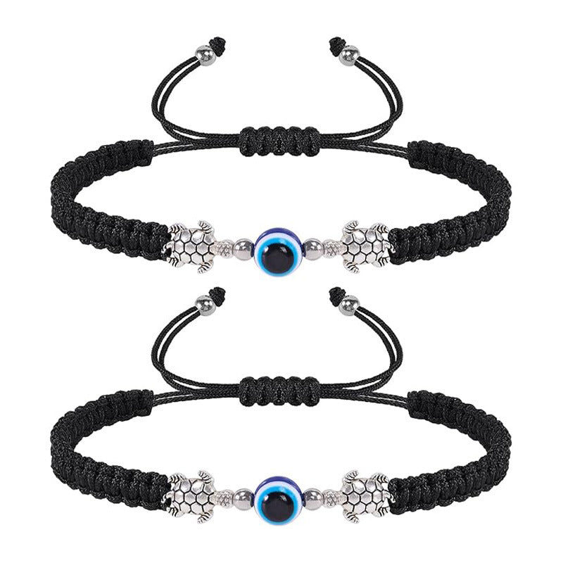 Evil Eye Braided Rope Bracelet, Animal Charm Adjustable Woven Bracelet for Daily Wear &amp; Gifting