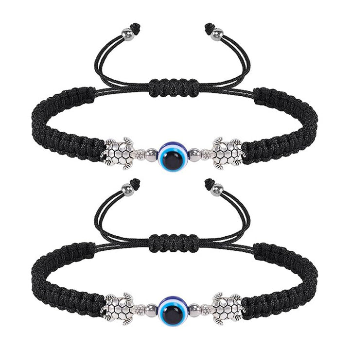 Evil Eye Braided Rope Bracelet, Animal Charm Adjustable Woven Bracelet for Daily Wear &amp; Gifting
