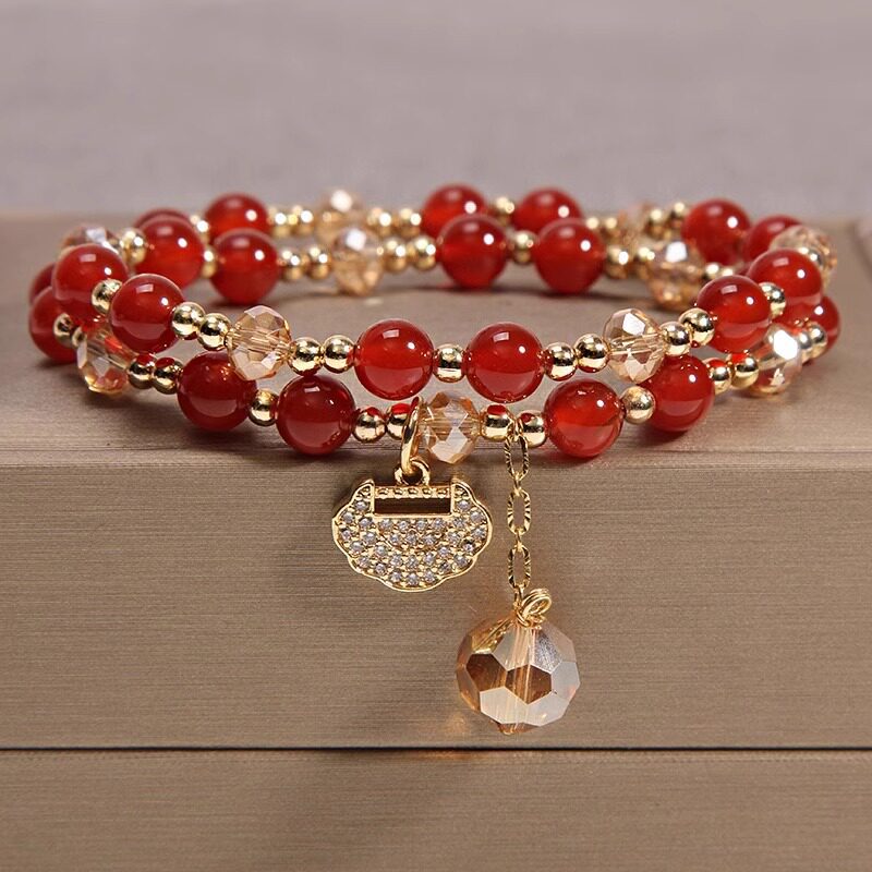 Multi‑Layer Natural Stone Bracelet With Longevity Lock Bracelet Great Gifts For Best Friends